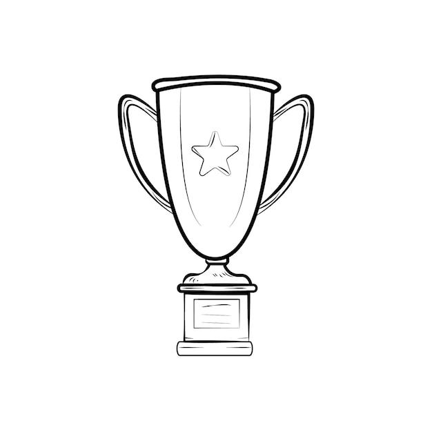 Trophée coupe contour dessiné à la main doodle icône illustration