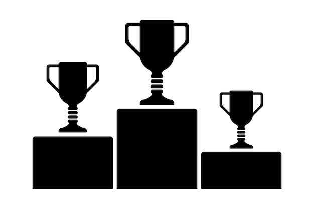 Trophée sur le symbole de l'icône du podium des gagnants Illustration vectorielle plane