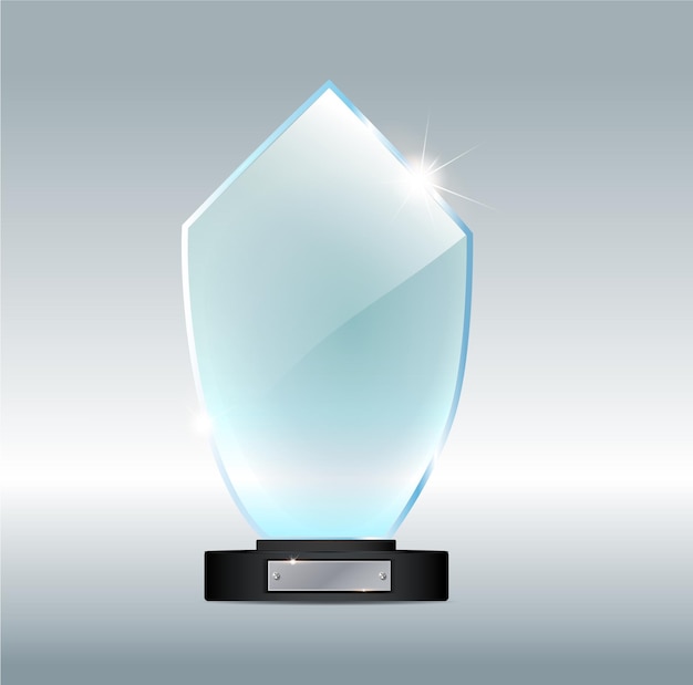 Trophée de verre sur fond gris