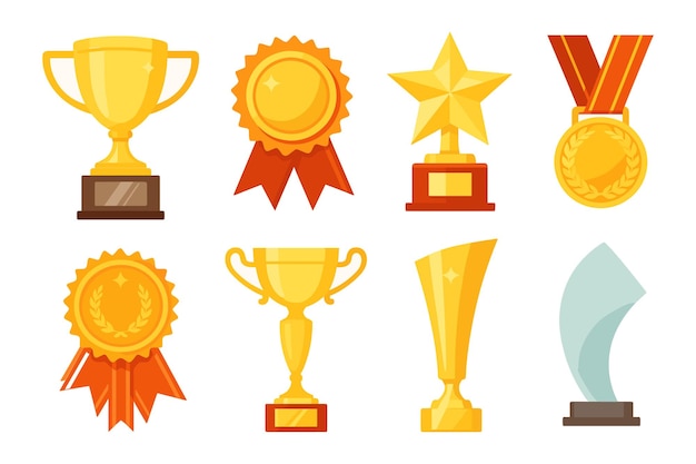 Trophées d'or, médailles et récompenses pour les réalisations