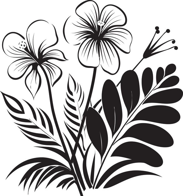 Vecteur tropical delight vector design island flora charm icône noire