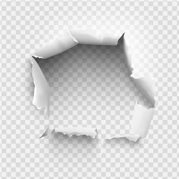 Trou de papier déchiré avec un fond transparent