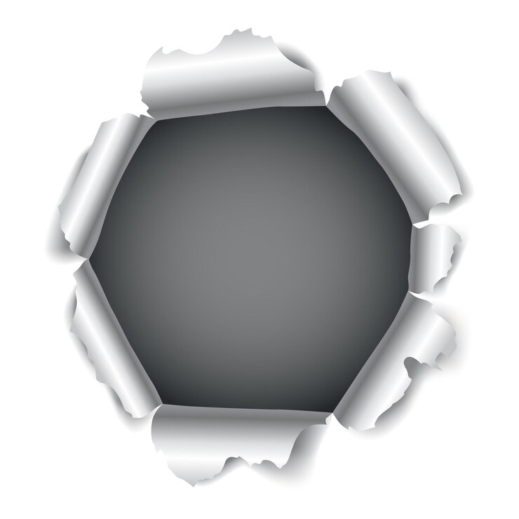 Vecteur trou de papier de papier déchiré gris côtés déchirés sur fond de papier foncé avec espace pour le texte modèle de papier déchiré réaliste