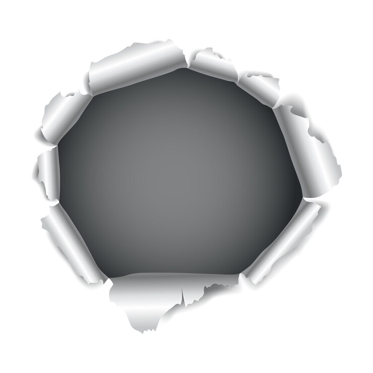 Vecteur trou de papier de papier déchiré gris côtés déchirés sur fond de papier foncé avec espace pour le texte modèle de papier déchiré réaliste
