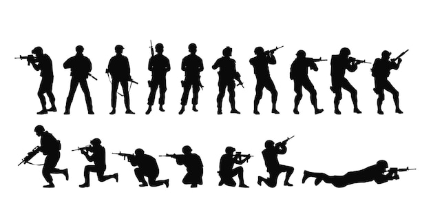 Vecteur une troupe de soldats silhouette vecteur