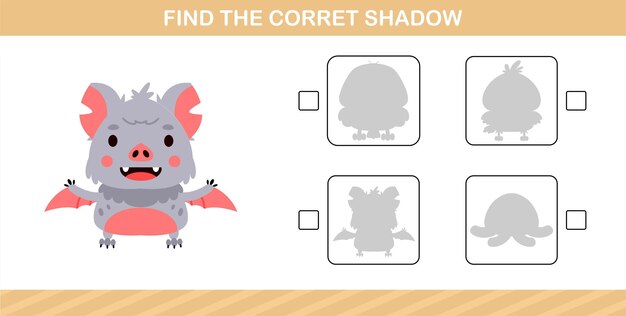 Trouver La Bonne Ombre D'un Animal Mignon, Jeu éducatif Pour Les