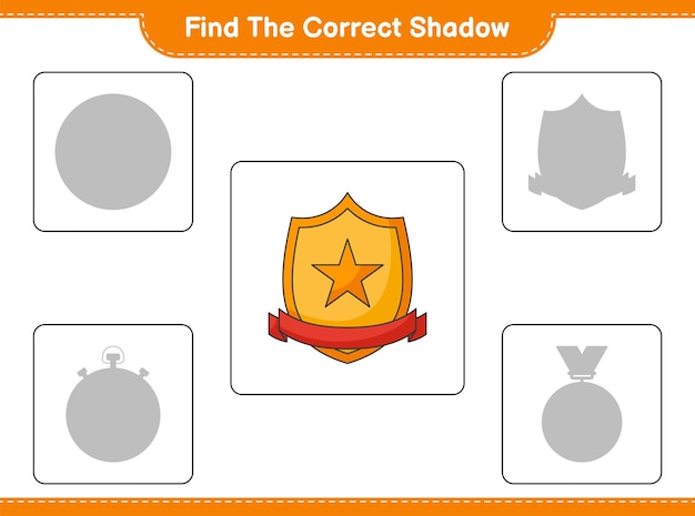 Trouver La Bonne Ombre. Trouver Et Faire Correspondre L'ombre Correcte Du Trophée. Jeu éducatif Pour Enfants