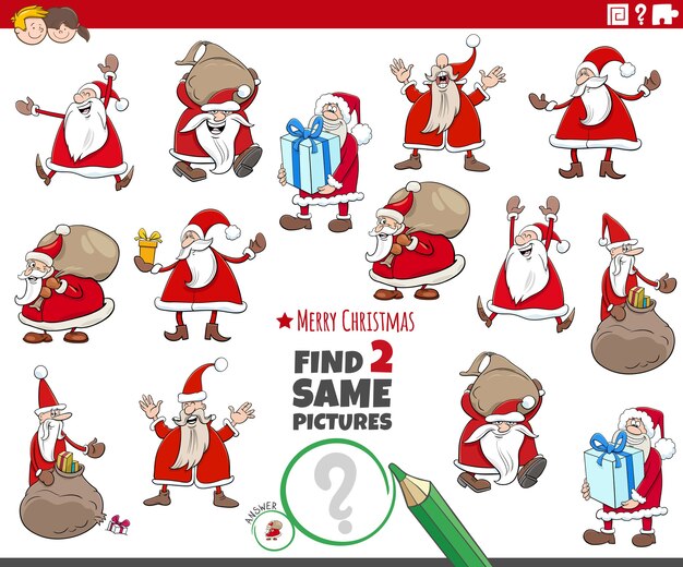 trouver deux mêmes jeux éducatifs de personnages du Père Noël