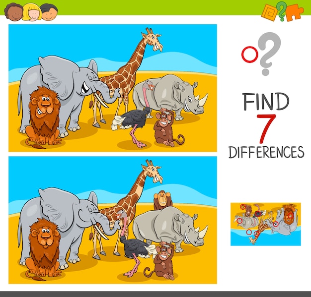 Trouver Des Différences Jeu Avec Des Animaux Safari