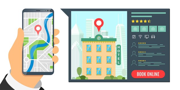 Trouver Un Hôtel Et Réserver Un Service En Ligne Pour L'application De Tourisme De Vacances Concept De Voyage Appartement Mobile