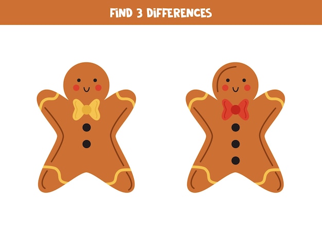 Trouvez 3 différences entre deux jolis biscuits de Noël