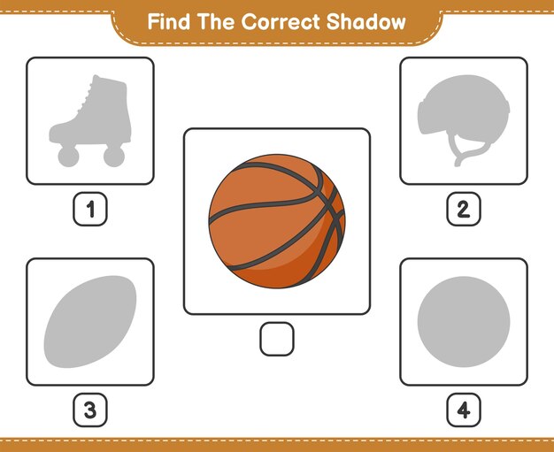 Trouvez La Bonne Ombre Trouvez Et Faites Correspondre La Bonne Ombre Du Jeu éducatif De Basket-ball Pour Enfants