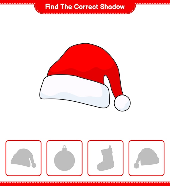 Trouvez La Bonne Ombre Trouvez Et Faites Correspondre La Bonne Ombre Du Jeu éducatif Pour Enfants Santa Hat