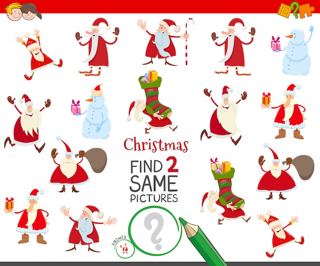 Trouvez deux jeux de personnages du père Noël identiques pour les enfants