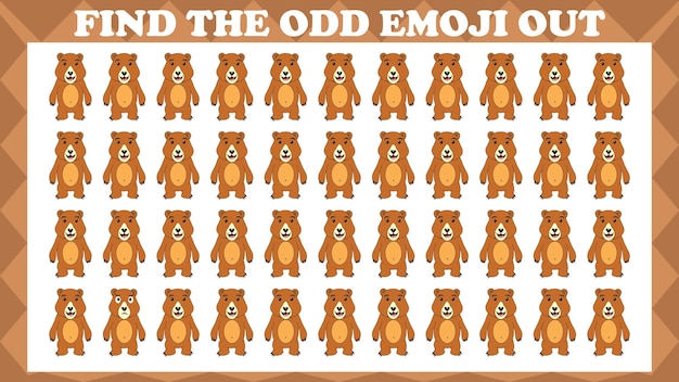 Trouvez L'étrange Emoji Out, Jeu De Puzzle Logique. Jeu D'activité Pour Les Enfants.
