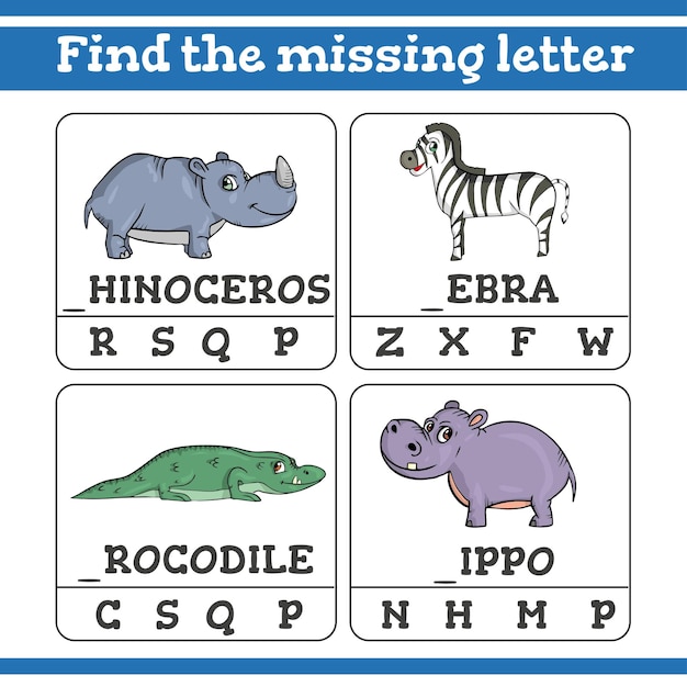 Trouvez le jeu de lettres manquant pour les enfants d'âge préscolaire