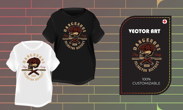 Vecteur tshirt design tshirt personnalisé dangereux skull vintage design graphics