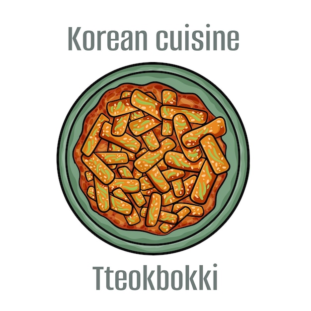 Tteokbokki Il est généralement fait avec du gâteau de riz et de la pâte de piment rouge Gâteau de poisson nouilles aux œufs bouillis ou boulettes frites Cuisine coréenne