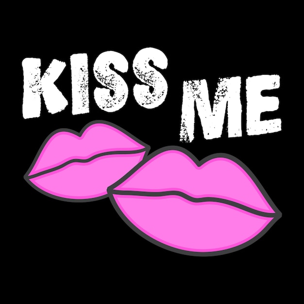 Vecteur tu m'embrasse avec des lèvres roses