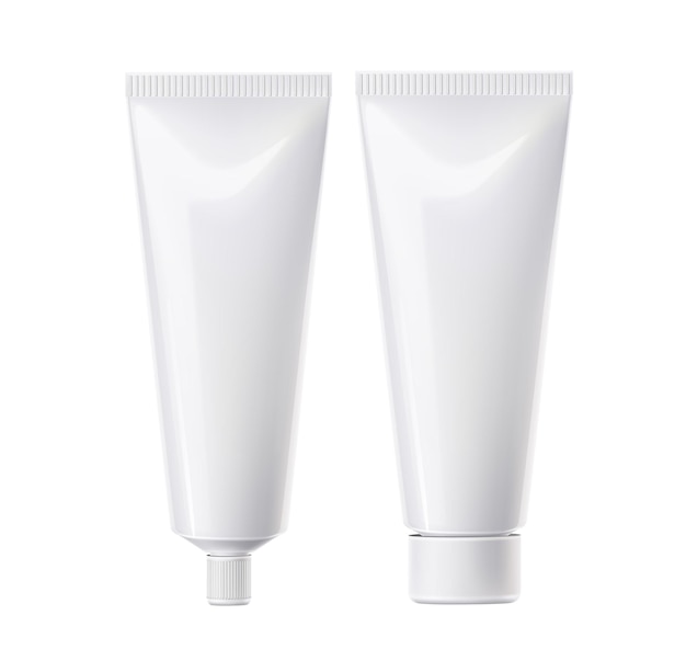 Tube De Dentifrice Réaliste Blanc. Modèle De Cube En Plastique De Cosmétiques. Crème Pour La Peau, Contenant De Produit De Maquillage Pour Le Visage. Paquet De Produits De Soins Bucco-dentaires.