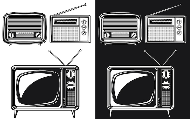 Tube De Télévision Antique Radio Rétro Silhouette