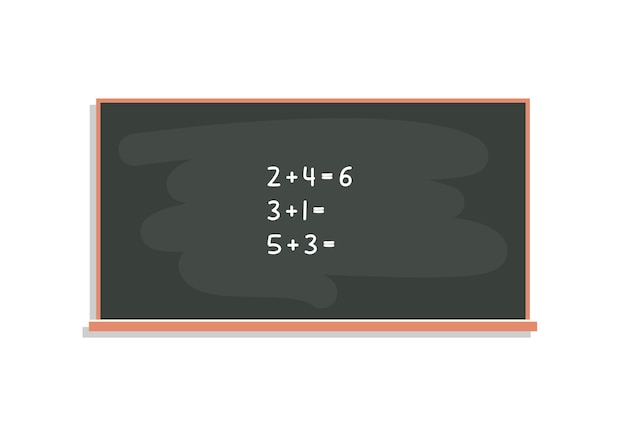 Étude des nombres et exercices de calcul sur tableau noir à la leçon illustration vectorielle plane