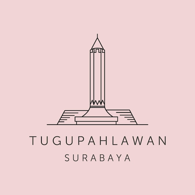 Vecteur tugu pahlawan surabaya dessin au trait logo vecteur symbole illustration design