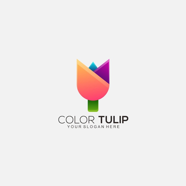 Tulipe Logo Design Icône Dégradé Couleur Design