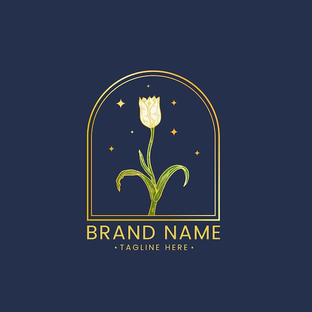 Tulipe de logo de dessin à la main pour votre boutique