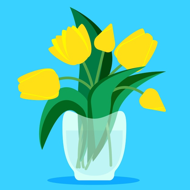 Tulipes Jaunes Dans Un Vase En Verre