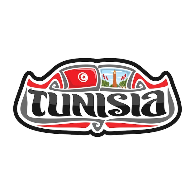 Vecteur tunisie autocollant drapeau logo insigne voyage souvenir illustration