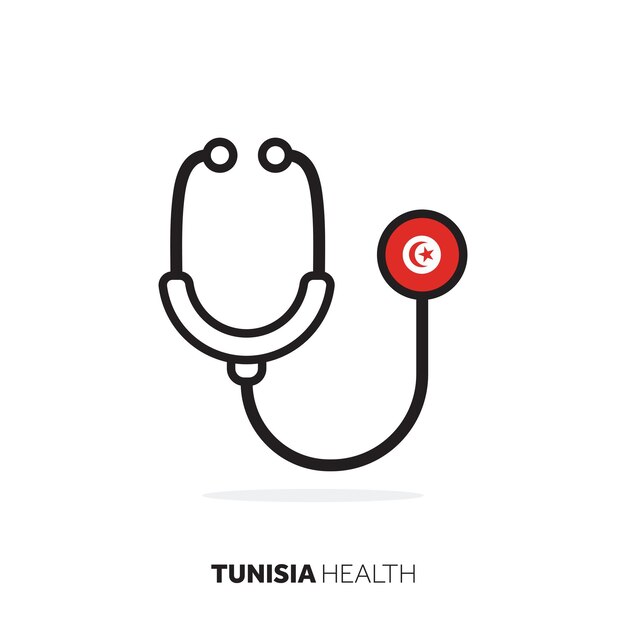 Tunisie Concept De Soins De Santé Stéthoscope Médical Avec Drapeau De Pays