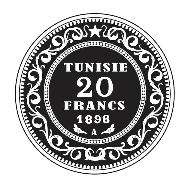 Tunisie Piece 20 Francs 1898 Silhouette Fait Main