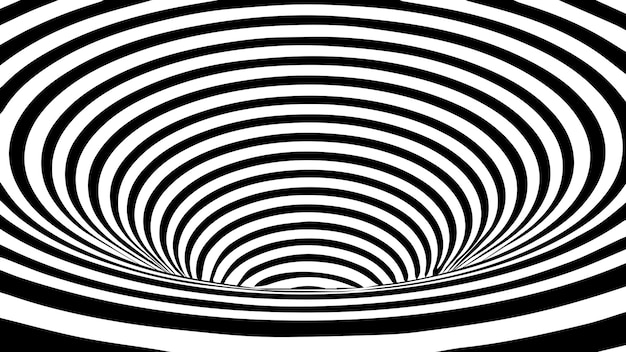 Tunnel d'illusion d'optique abstraite Trou de ver avec chaîne de surface Tunnel de rayures géométriques vectorielles