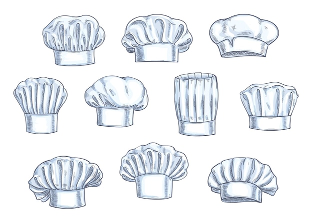 Tuques, Casquettes Et Chapeaux De Chef. Différentes Formes Et Formes.