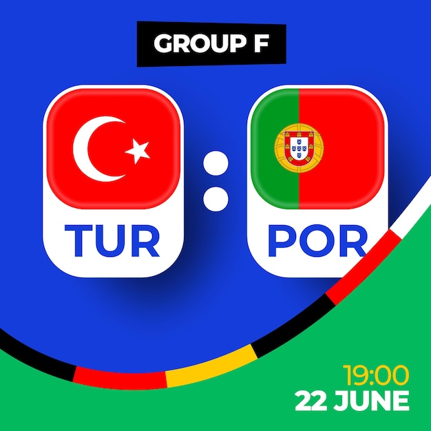 Vecteur turkey vs portugal match de football 2024 contre 2024 match de championnat de la phase de groupes contre les équipes compétition de championnat d'arrière-plan sportif