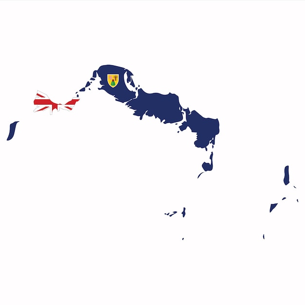 Turks And Caicos Est Un Archipel De 40 îles Coralliennes Basses Dans L'océan Atlantique, Un Territoire Britannique D'outre-mer Au Sud-est Des Bahamas Carte D'illustration Vectorielle Et Icône Détaillée Du Drapeau