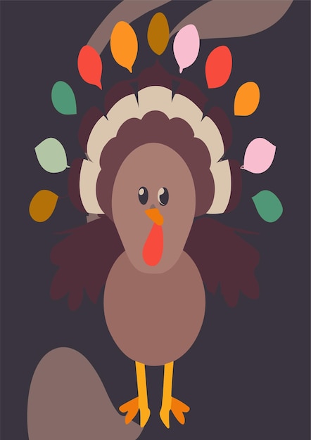 Turquie Joyeux Thanksgiving Design Clipart 2D Vector