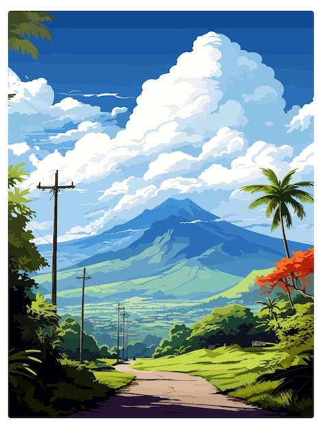 Vecteur turrialba costa rica affiche de voyage vintage souvenir carte postale peinture de portrait illustration wpa