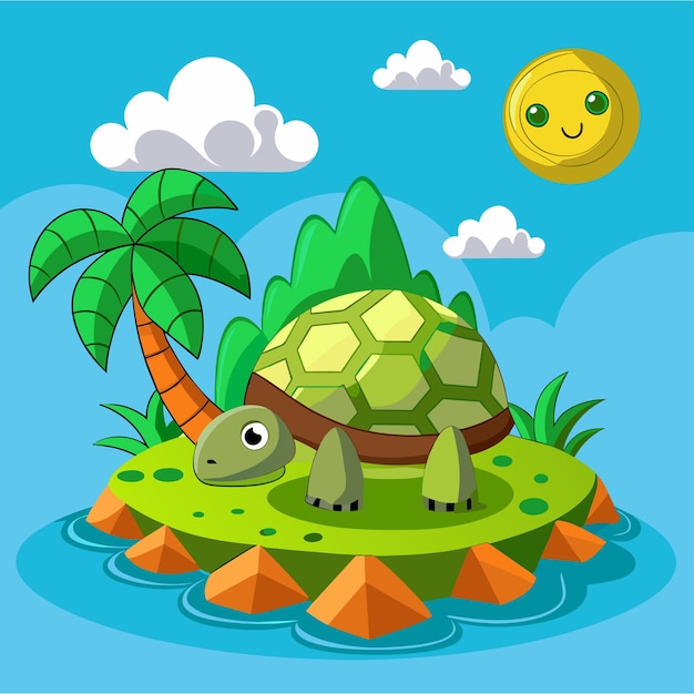 Vecteur turtle terrapin océan dessiné à la main plat mascotte élégante dessin de personnage de dessin animé autocollant concept d'icône
