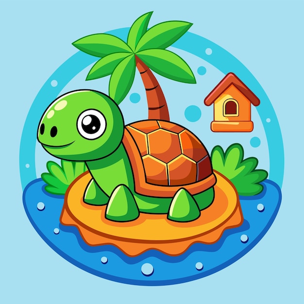 Vecteur turtle terrapin océan dessiné à la main plat mascotte élégante dessin de personnage de dessin animé autocollant concept d'icône