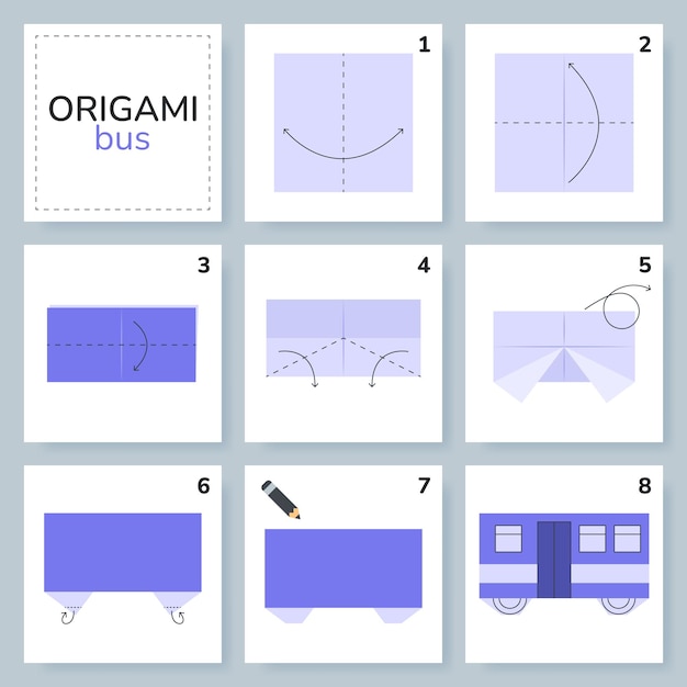 Tutoriel de schéma d'origami de bus modèle mobile Origami pour les enfants Étape par étape comment faire un origami mignon