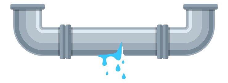 Vecteur tuyau qui fuit des gouttes d'eau une tuyauterie en plastique d'égout cassée avec un problème de fuite un élément de service de réparation de plombier un seul objet isolé illustration de style plat de dessin animé vectoriel