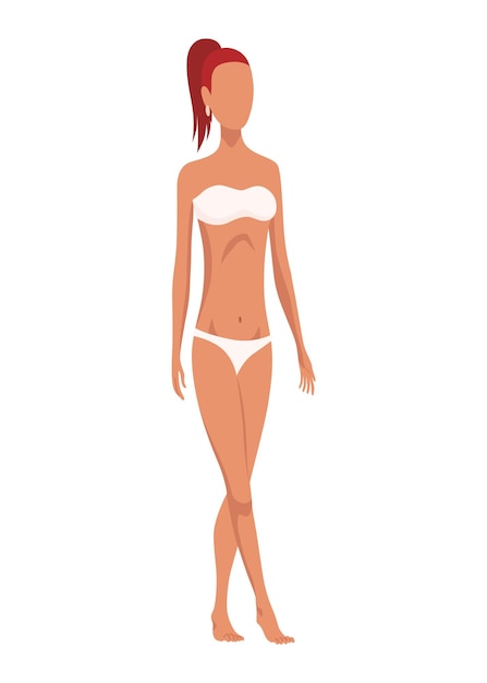 Vecteur type de figure féminine femmes en lingerie montrant la forme du corps femmes en sous-vêtements forme principale de la figure féminine illustrations vectorielles plates isolées sur fond blanc