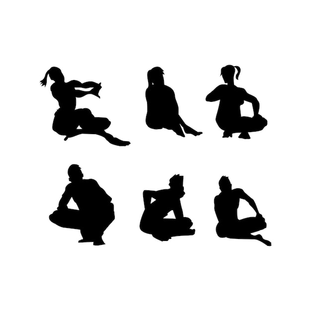 Type masculin et féminin de silhouette assise