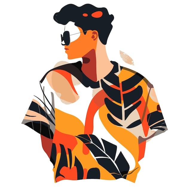 Un type à la mode avec un manteau et des lunettes de soleil Illustration vectorielle