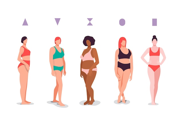 Vecteur types dessinés à la main de formes de corps féminins