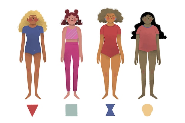 Types De Formes De Corps Féminins Dessinés à La Main