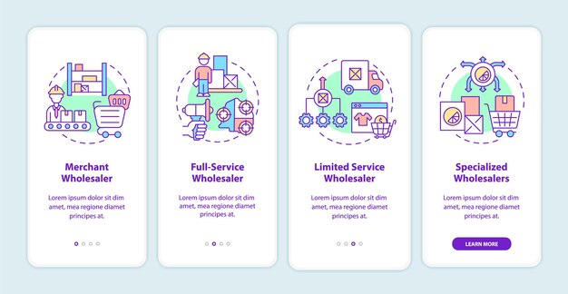 Types de grossistes qui intègrent l'écran de la page de l'application mobile