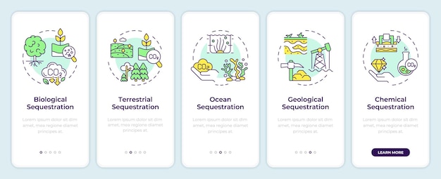 Types de séquestration du carbone intégrés à l'écran de l'application mobile